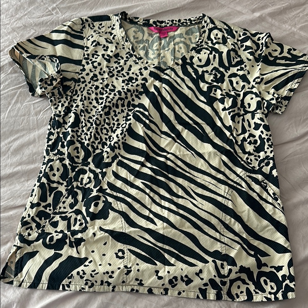 Animal Print Scrub Top